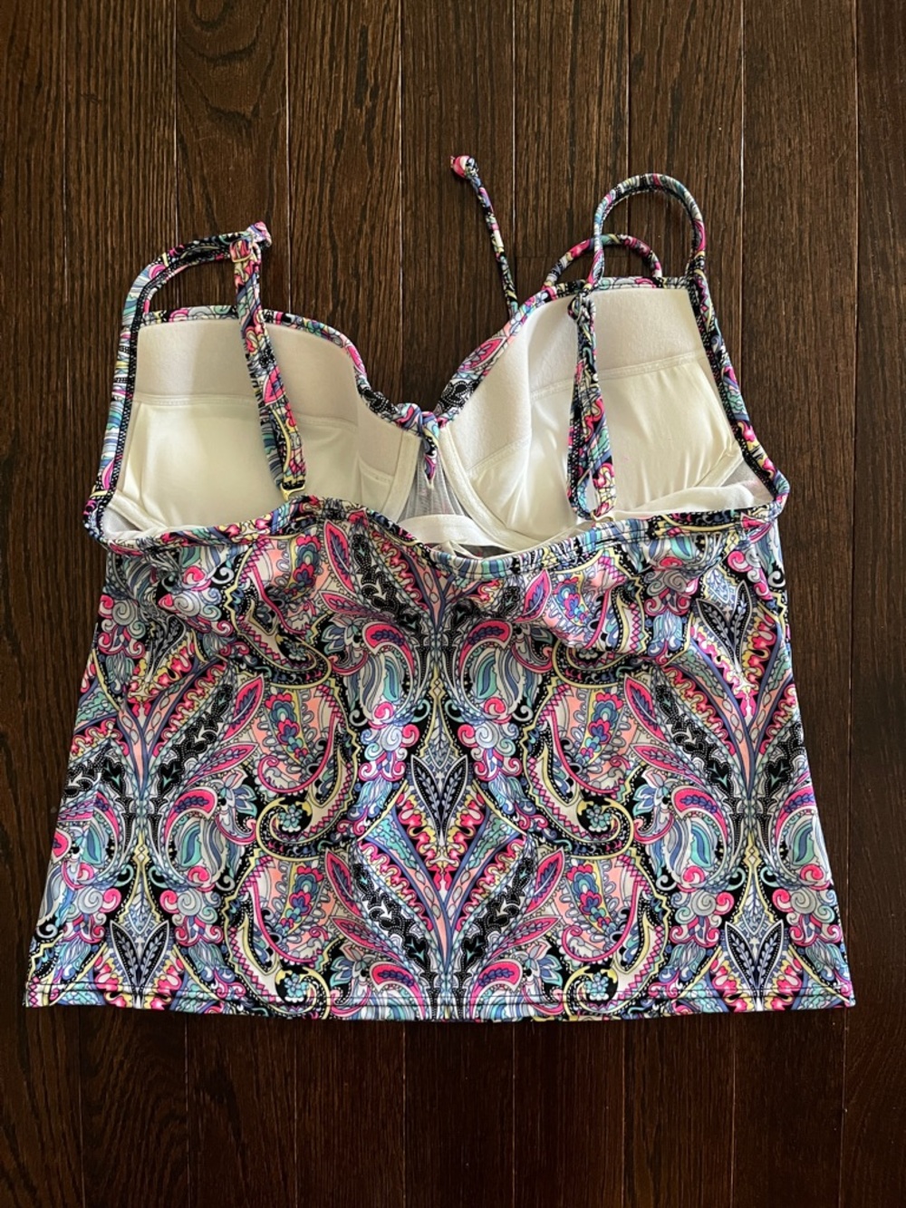 Victoria's Secret Paisley One-Piece Swim Top in Pink, Black, Cream & Blue - Picture 2 of 2